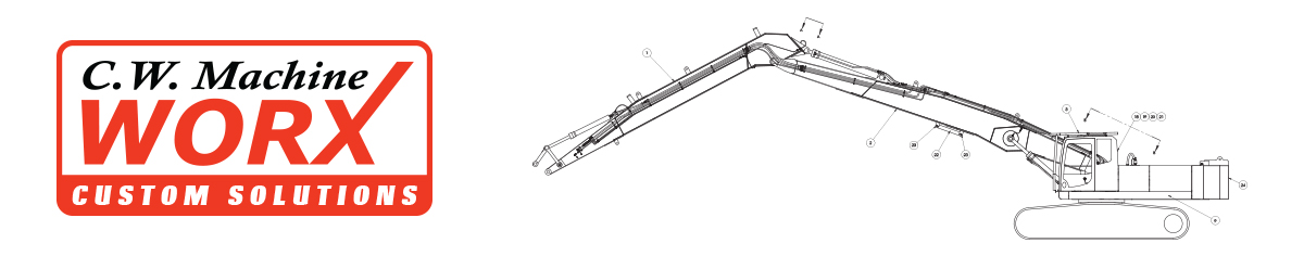 Blueprints Custom Long Reach Fabricated boom stick dipper hydraulic modifications AutoCAD