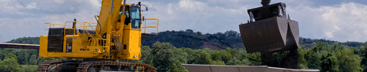 Customized material handler with custom cab riser counterweight clamshell bucket