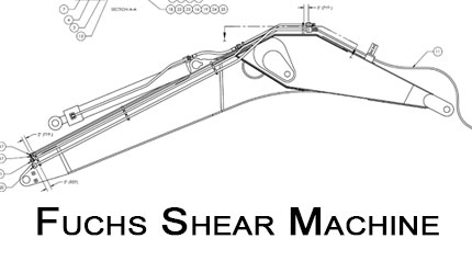 Custom Modified Fuchs Shear Machine Boom drawings blueprints Top Level Assembly fabrication work order