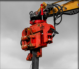 excavator hung pile driving vibratory hammer attachments equipment rental