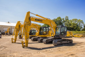 Standard excavators from Kobelco ready for purchase or rent from Company Wrench