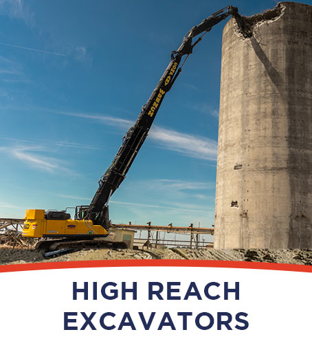 High Reach Excavators for Rent